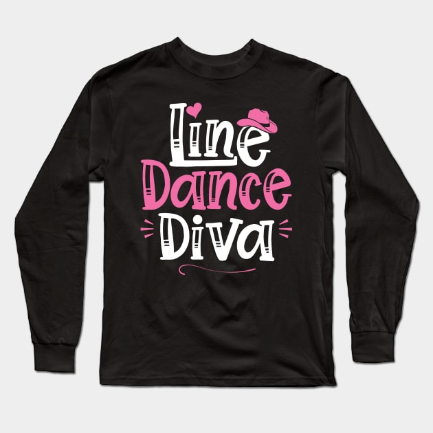 Line Dance Diva - Western Country Dancing print Long Sleeve T-Shirt by theodoros20